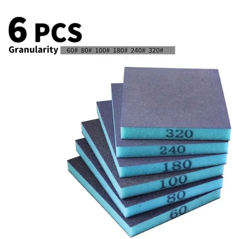 6PCS Reusable Sanding Sponges, 60-320 Grit Wet/Dry Abrasive Blocks for Metal and Wood Finishing,ET-AA96