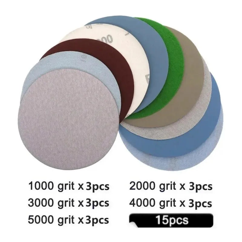 15PCS Round Hook and Loop Sanding Discs – 125mm, Grits 1000 to 5000,ET-AA99