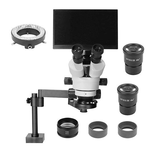 Engravertool LCD Digital Trinocular Stereo Zoom Microscope,7X-45X Magnification,Clamping Articulating Arm Stand,LED Light,ET-MS03B