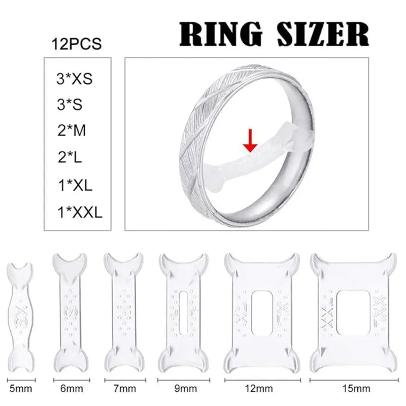 12PCS Fixed Reduction Ring Adjustment Pads, Ring Size Adjuster Pad Set, ET-AA73