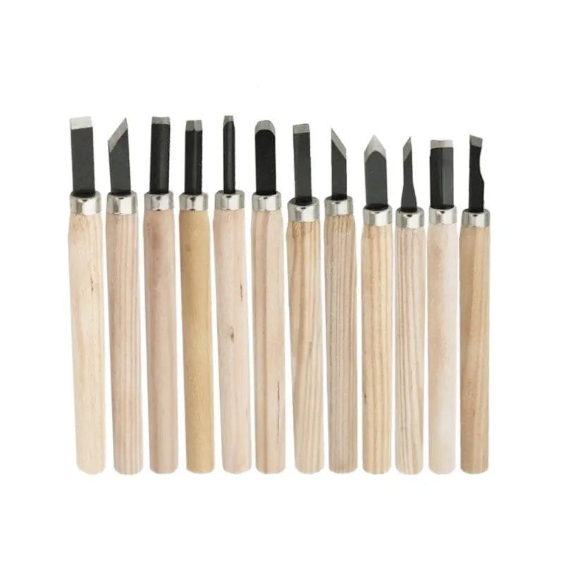 Wood Carving Chisel and Knife Set, 12-Piece for Precision Cutting, Hand Gouging, and DIY Projects, ET-AA81