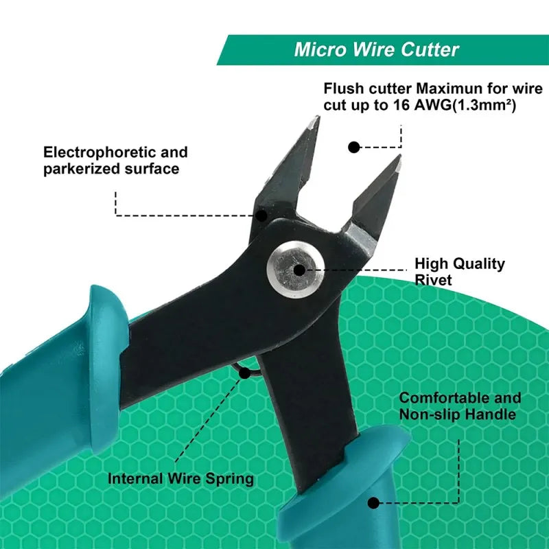 Precision Wire Cutter and Side Cutting Pliers with Flat Nose for Fine Crafting, ET-FP12