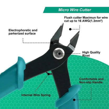 Precision Wire Cutter and Side Cutting Pliers with Flat Nose for Fine Crafting, ET-FP12