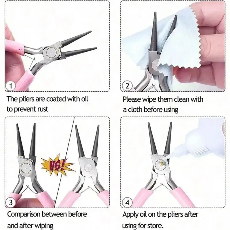 Jewelry Pliers Kit 3-Piece Set with Wire Cutters, Round Nose and Flat Nose, ET-JP11