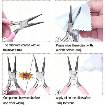 Jewelry Pliers Kit 3-Piece Set with Wire Cutters, Round Nose and Flat Nose, ET-JP11