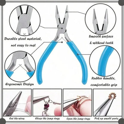Jewelry Pliers Kit 3-Piece Set with Wire Cutters, Round Nose and Flat Nose, ET-JP11
