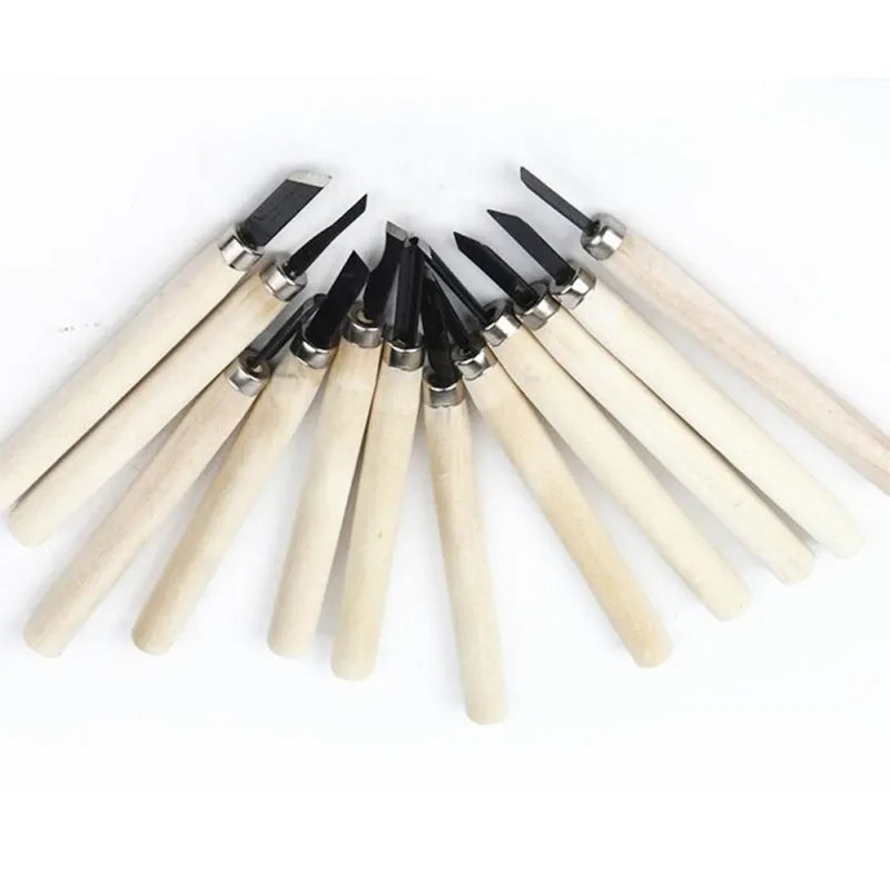 Wood Carving Chisel and Knife Set, 12-Piece for Precision Cutting, Hand Gouging, and DIY Projects, ET-AA81